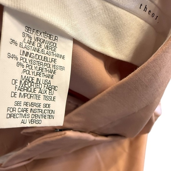 Theory Trecca Wool Pants Size 4 Blush Pink Virgin Wool Blend 29” inseam - Picture 5 of 6